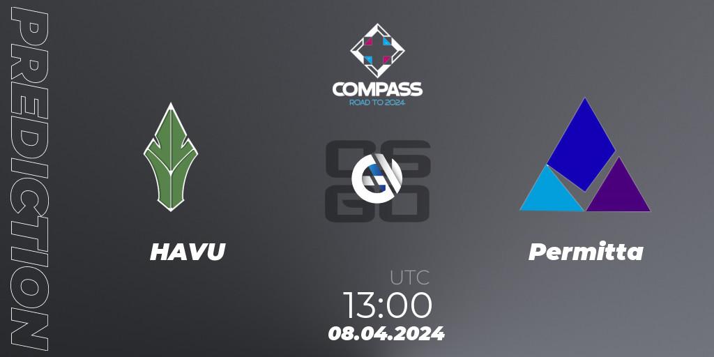 Prognose für das Spiel HAVU VS Permitta. 08.04.24. CS2 (CS:GO) - YaLLa Compass Spring 2024