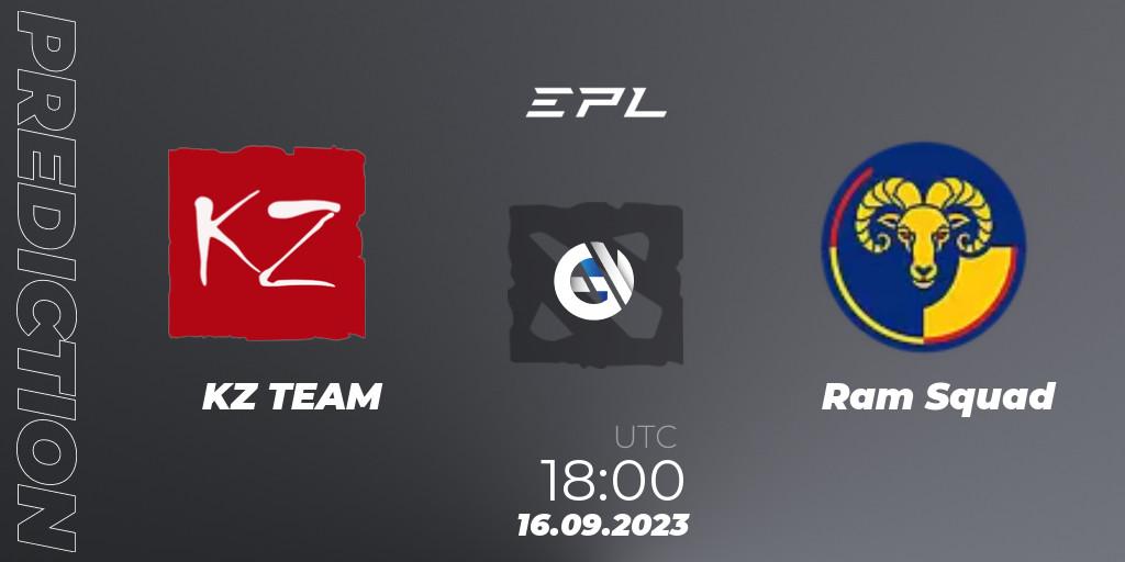 Prognose für das Spiel KZ TEAM VS Ram Squad. 16.09.23. Dota 2 - European Pro League Season 12