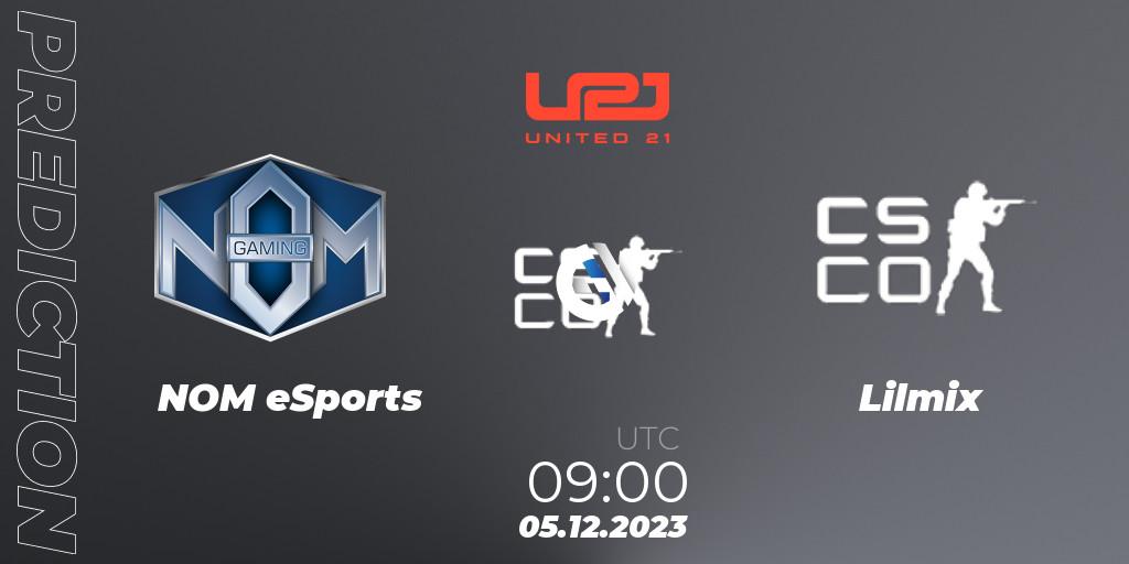 Prognose für das Spiel NOM eSports VS Lilmix. 05.12.2023 at 09:00. Counter-Strike (CS2) - United21 Season 9