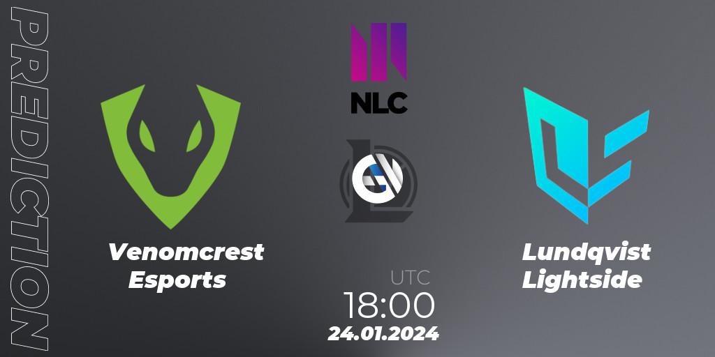 Prognose für das Spiel Venomcrest Esports VS Lundqvist Lightside. 24.01.2024 at 19:00. LoL - NLC 1st Division Spring 2024