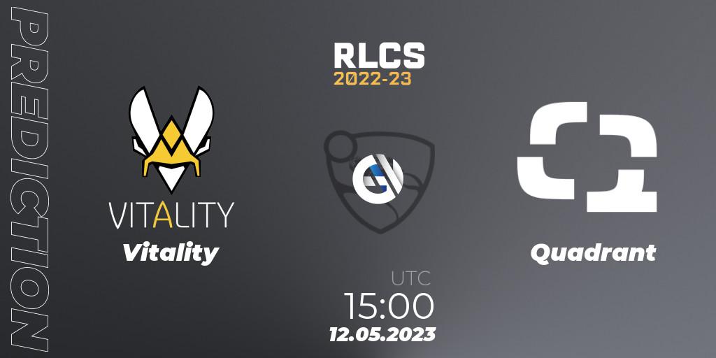 Prognose für das Spiel Vitality VS Quadrant. 12.05.23. Rocket League - RLCS 2022-23 - Spring: Europe Regional 1 - Spring Open