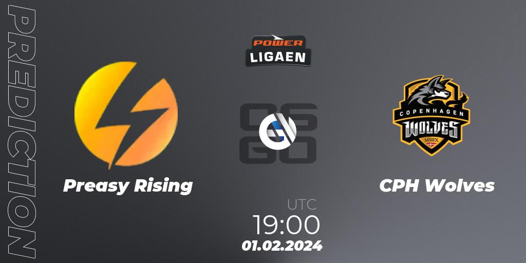 Prognose für das Spiel Preasy Rising VS CPH Wolves. 01.02.2024 at 19:00. Counter-Strike (CS2) - Dust2.dk Ligaen Season 25