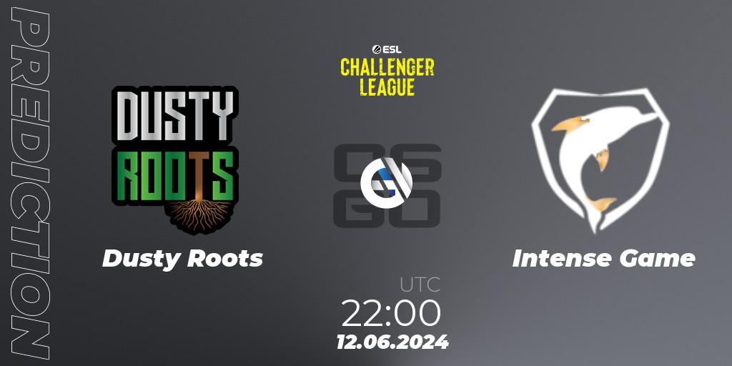 Prognose für das Spiel Dusty Roots VS Intense Game. 12.06.2024 at 22:00. Counter-Strike (CS2) - ESL Challenger League Season 47 Relegation: South America