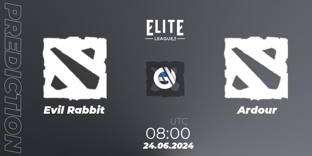 Prognose für das Spiel Evil Rabbit VS Ardour. 24.06.2024 at 08:00. Dota 2 - Elite League Season 2: China Closed Qualifier