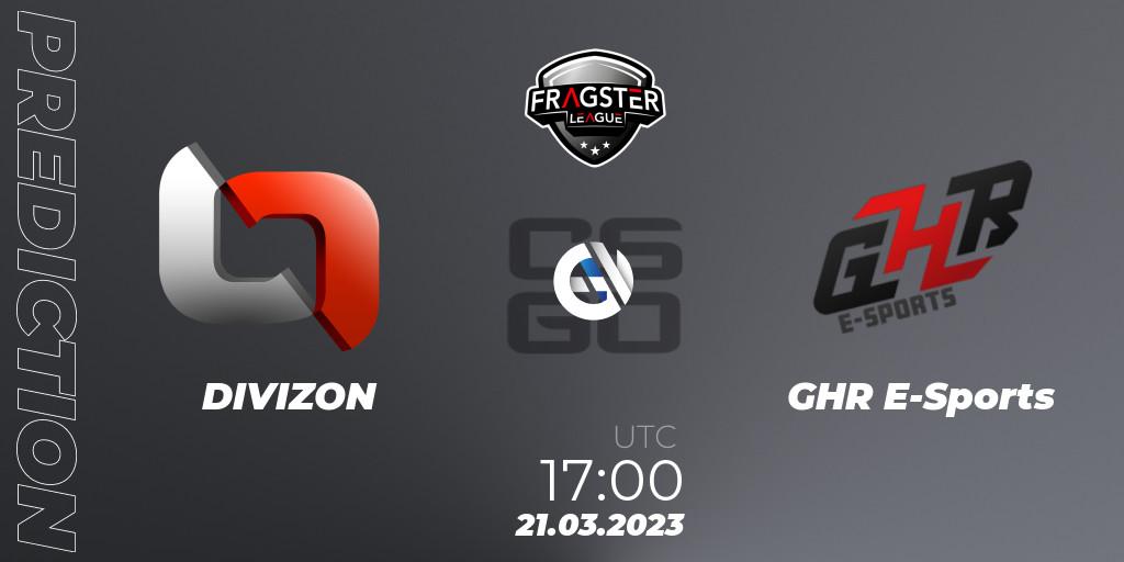 Prognose für das Spiel DIVIZON VS GHR E-Sports. 04.04.23. CS2 (CS:GO) - Fragster League Season 4