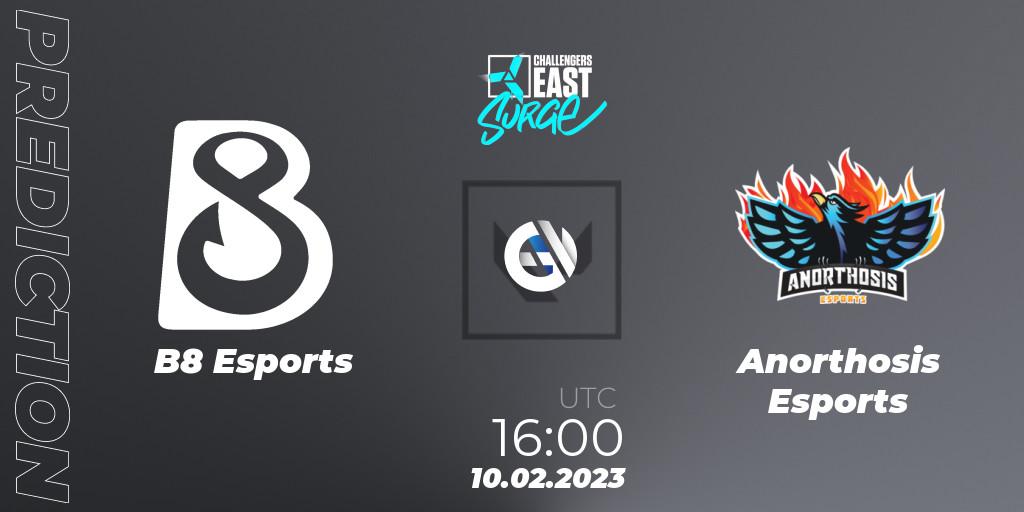 Prognose für das Spiel B8 Esports VS Anorthosis Esports. 10.02.23. VALORANT - VALORANT Challengers 2023 East: Surge Split 1