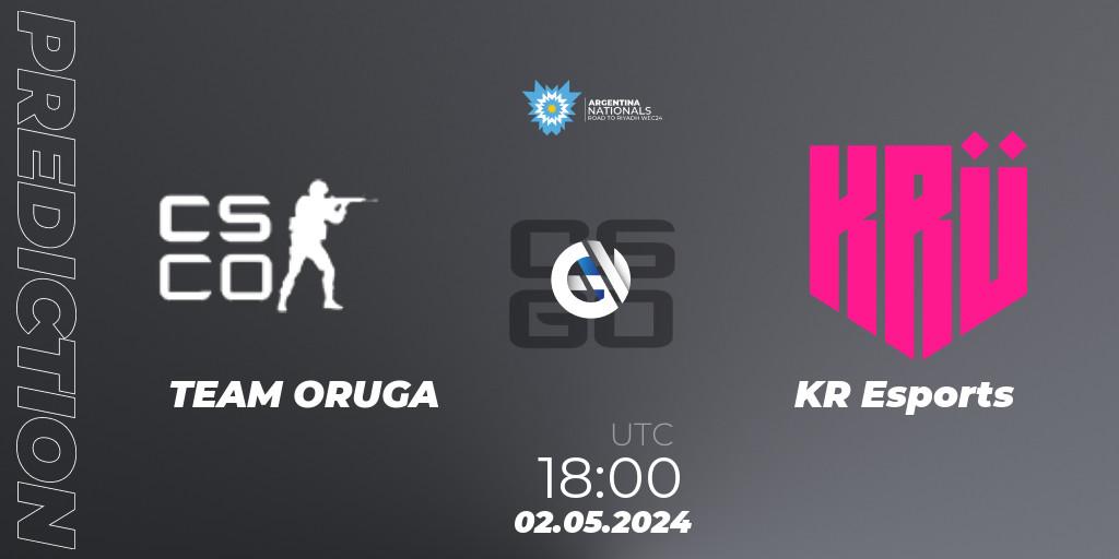 Prognose für das Spiel TEAM ORUGA VS KRÜ Esports. 02.05.2024 at 18:00. Counter-Strike (CS2) - IESF World Esports Championship 2024: Argentina
