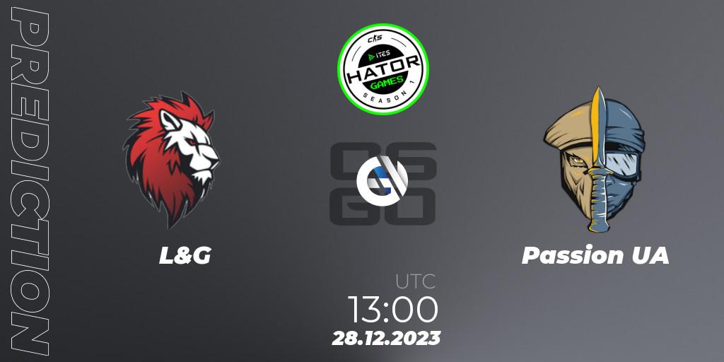 Prognose für das Spiel L&G VS Passion UA. 28.12.2023 at 13:00. Counter-Strike (CS2) - HATOR Games #1