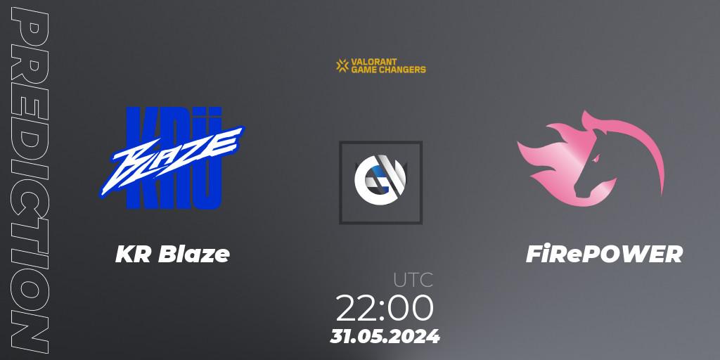 Prognose für das Spiel KRÜ Blaze VS FiRePOWER. 31.05.2024 at 19:00. VALORANT - VCT 2024: Game Changers LAS - Opening