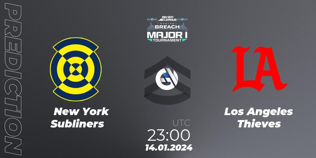 Prognose für das Spiel New York Subliners VS Los Angeles Thieves. 14.01.2024 at 23:00. Call of Duty - Call of Duty League 2024: Stage 1 Major Qualifiers