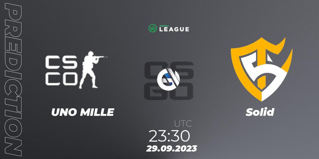 Prognose für das Spiel UNO MILLE VS Solid. 29.09.2023 at 19:00. Counter-Strike (CS2) - ESEA Season 46: Open Division - South America