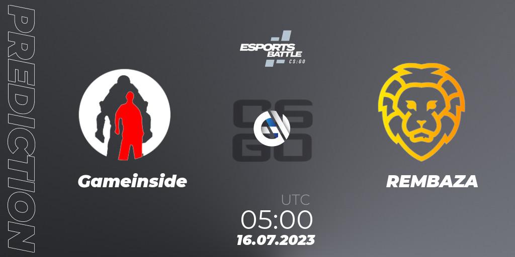 Prognose für das Spiel Gameinside VS REMBAZA. 16.07.23. CS2 (CS:GO) - ESportsBattle Season 24