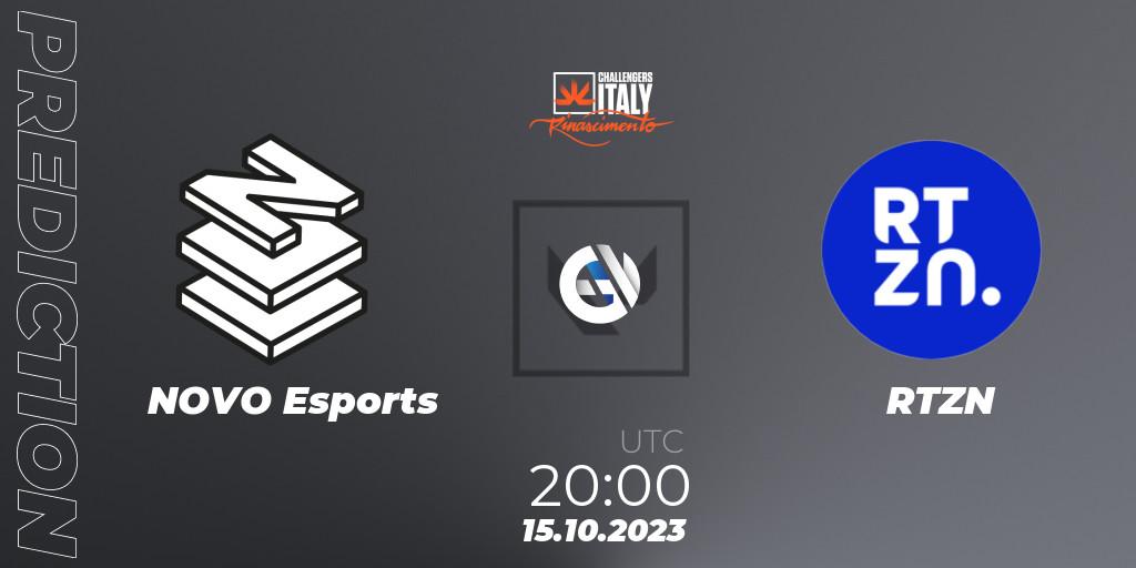 Prognose für das Spiel NOVO Esports VS RTZN. 15.10.2023 at 20:00. VALORANT - VALORANT Challengers 2023 Italy: ON // THE BATTLEFIELD