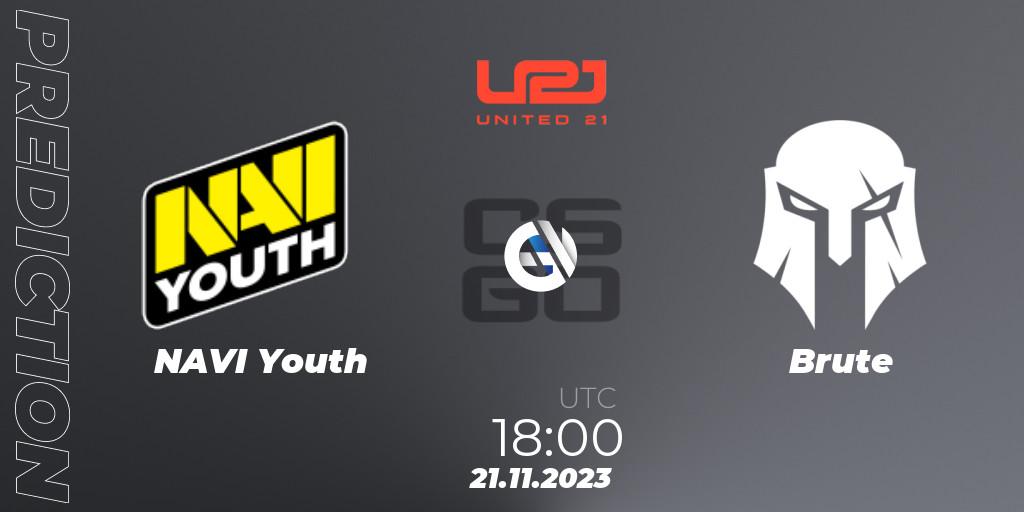 Prognose für das Spiel NAVI Youth VS Brute. 21.11.2023 at 18:00. Counter-Strike (CS2) - United21 Season 8: Division 2