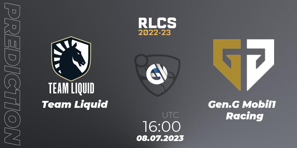 Prognose für das Spiel Team Liquid VS Gen.G Mobil1 Racing. 08.07.23. Rocket League - RLCS 2022-23 Spring Major