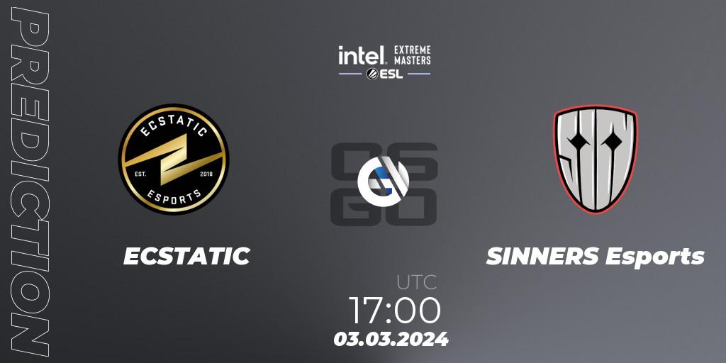 Prognose für das Spiel ECSTATIC VS SINNERS Esports. 03.03.24. CS2 (CS:GO) - Intel Extreme Masters Dallas 2024: European Open Qualifier #1