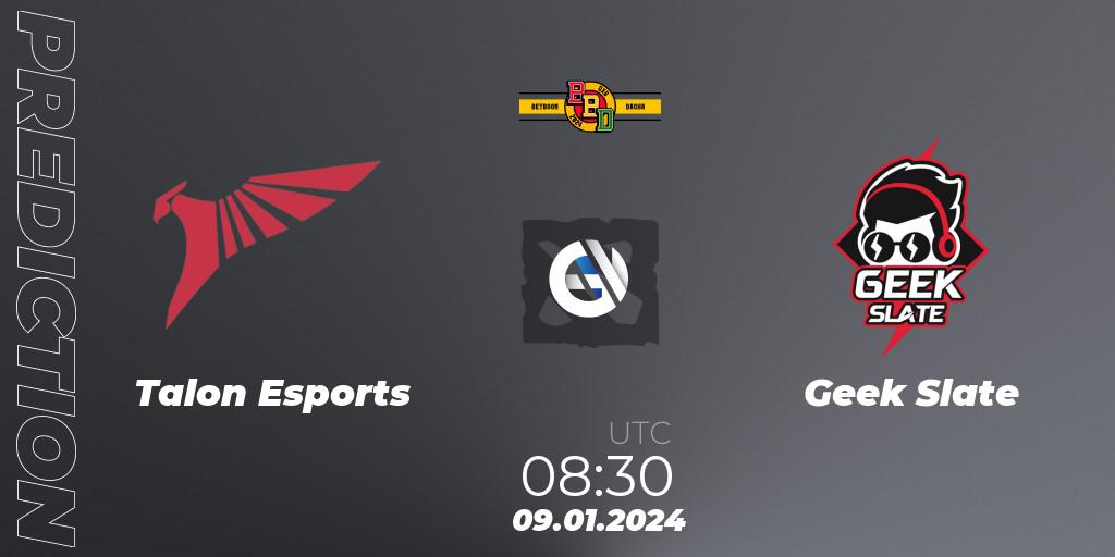 Prognose für das Spiel Talon Esports VS Geek Slate. 09.01.24. Dota 2 - BetBoom Dacha Dubai 2024: SEA and CN Closed Qualifier