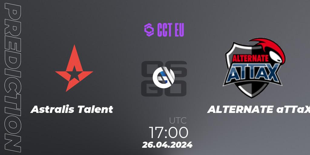 Prognose für das Spiel Astralis Talent VS ALTERNATE aTTaX. 26.04.24. CS2 (CS:GO) - CCT Season 2 Europe Series 2 Closed Qualifier