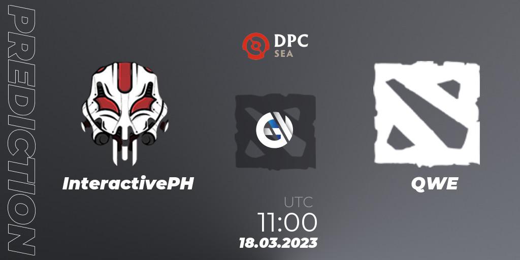 Prognose für das Spiel InteractivePH VS QWE. 18.03.2023 at 09:58. Dota 2 - DPC SEA 2023 Tour 2: Open Qualifier #3