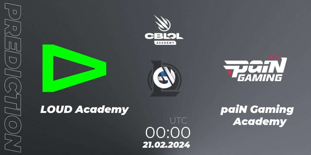 Prognose für das Spiel LOUD Academy VS paiN Gaming Academy. 21.02.24. LoL - CBLOL Academy Split 1 2024