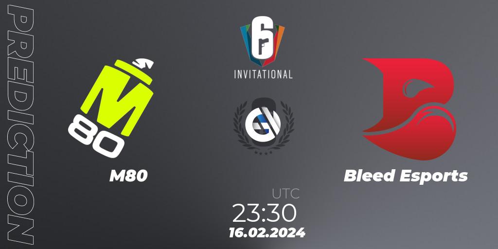 Prognose für das Spiel M80 VS Bleed Esports. 16.02.2024 at 23:30. Rainbow Six - Six Invitational 2024 - Group Stage