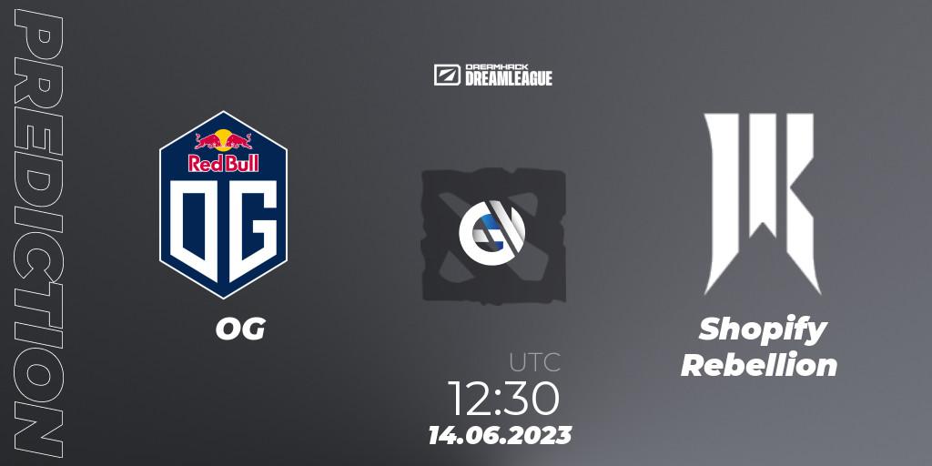 Prognose für das Spiel OG VS Shopify Rebellion. 14.06.23. Dota 2 - DreamLeague Season 20 - Group Stage 1