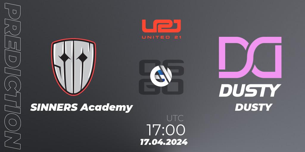 Prognose für das Spiel SINNERS Academy VS DUSTY. 17.04.24. CS2 (CS:GO) - United21 Season 13: Division 2