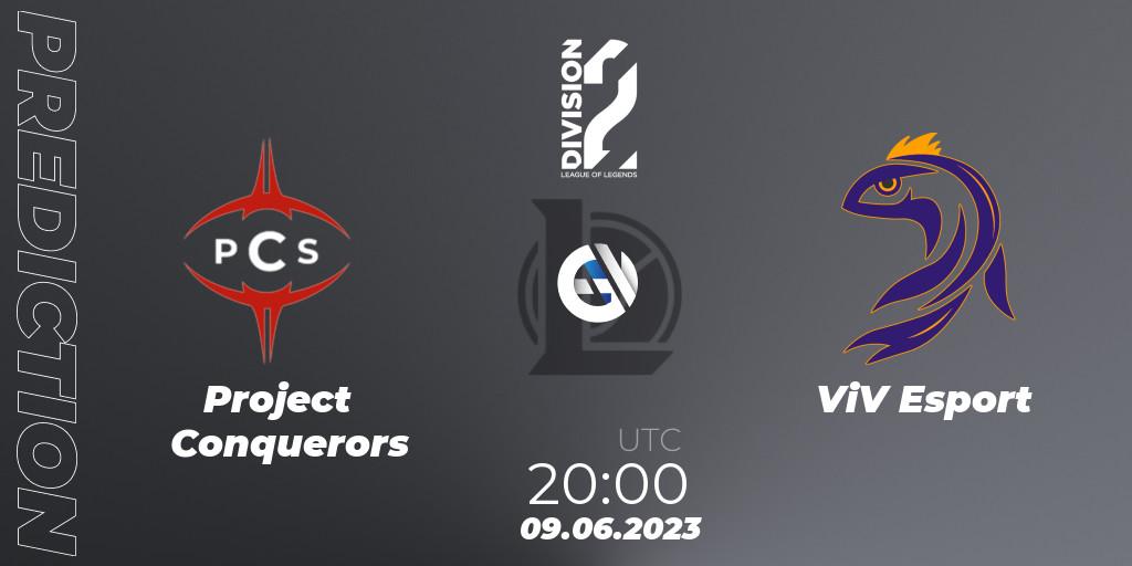 Prognose für das Spiel Project Conquerors VS ViV Esport. 09.06.23. LoL - LFL Division 2 Summer 2023 - Group Stage