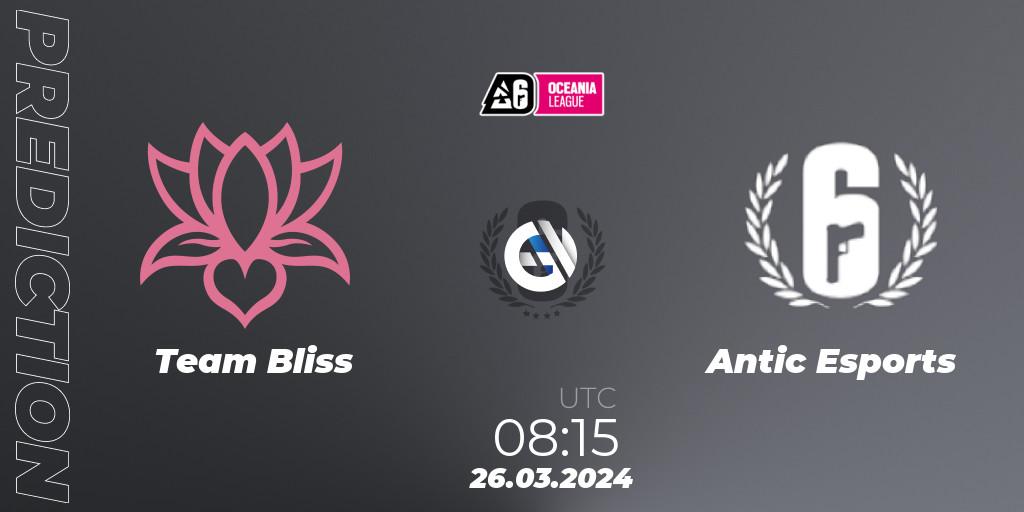 Prognose für das Spiel Team Bliss VS Antic Esports. 26.03.24. Rainbow Six - Oceania League 2024 - Stage 1