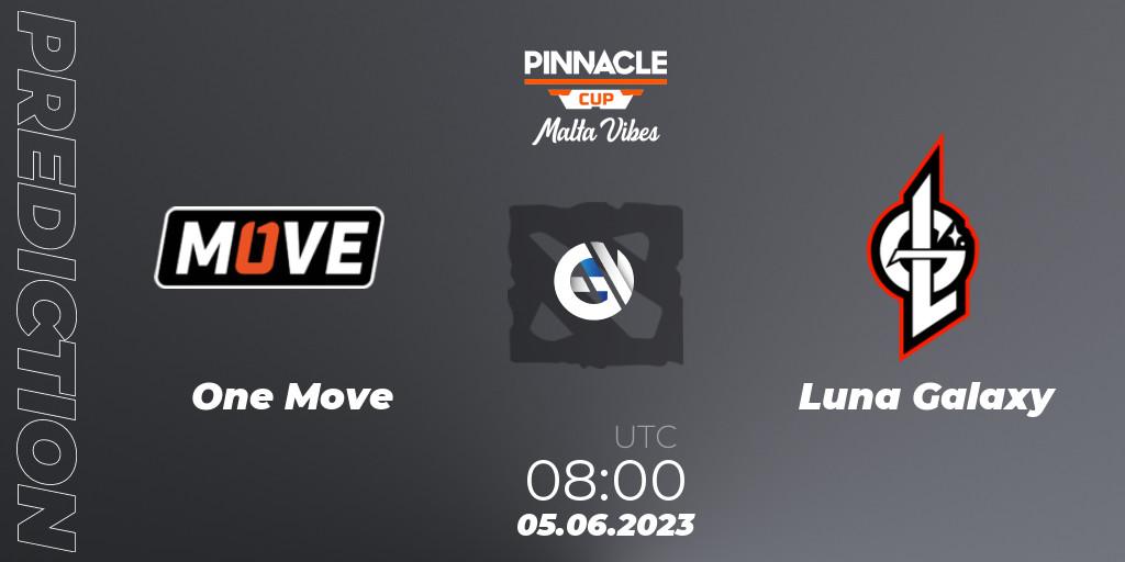 Prognose für das Spiel One Move VS Luna Galaxy. 05.06.23. Dota 2 - Pinnacle Cup: Malta Vibes #2