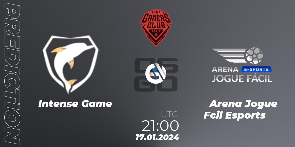 Prognose für das Spiel Intense Game VS Arena Jogue Fácil Esports. 17.01.24. CS2 (CS:GO) - Gamers Club Liga Série A: January 2024