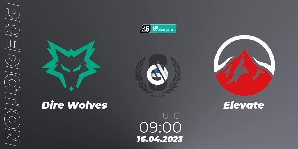 Prognose für das Spiel Dire Wolves VS Elevate. 16.04.23. Rainbow Six - Asia League 2023 - Stage 1 - Last Chance Qualifiers