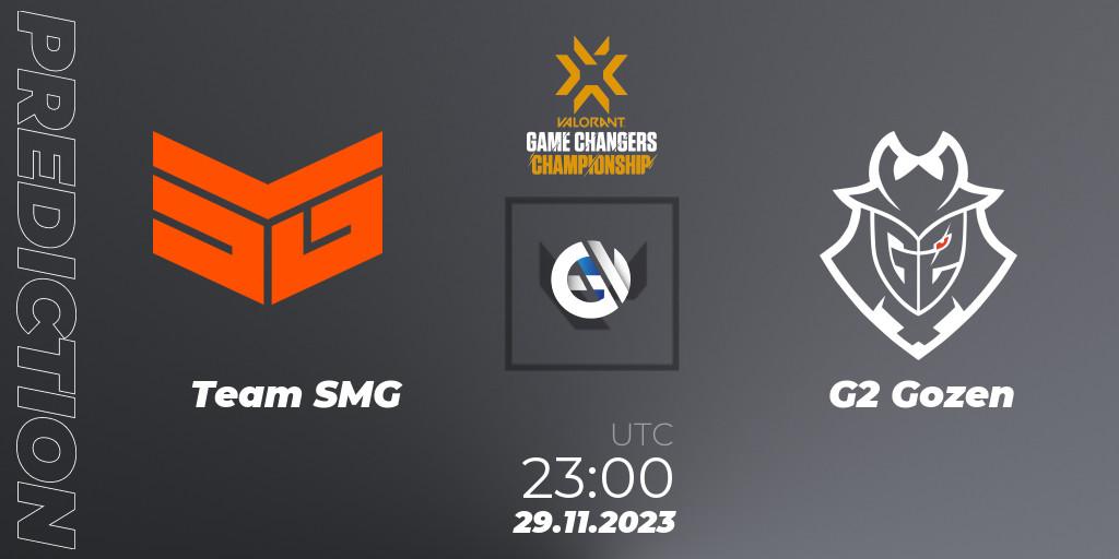 Prognose für das Spiel Team SMG VS G2 Gozen. 29.11.23. VALORANT - VCT 2023: Game Changers Championship