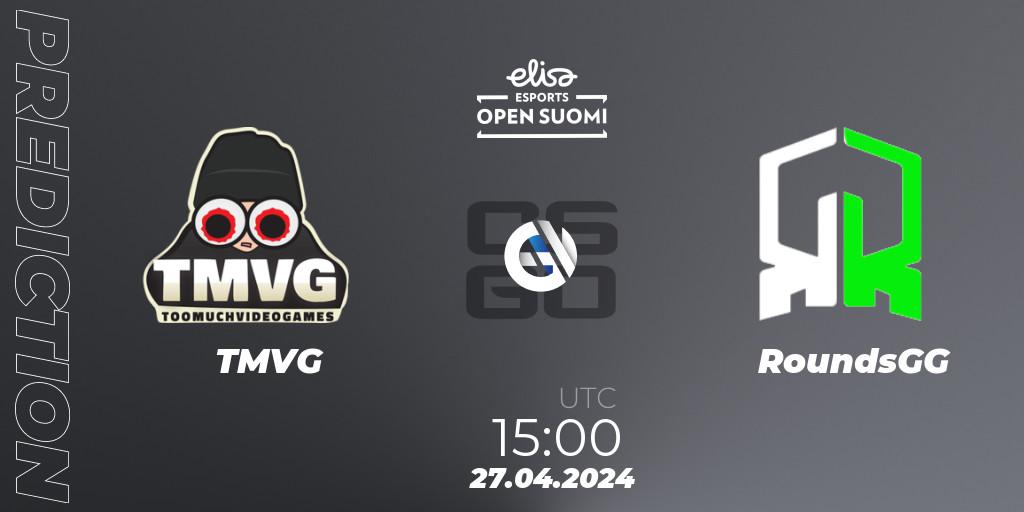 Prognose für das Spiel TMVG VS RoundsGG. 27.04.24. CS2 (CS:GO) - Elisa Open Suomi Season 6