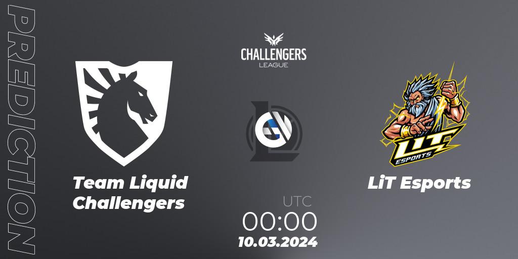 Prognose für das Spiel Team Liquid Challengers VS LiT Esports. 10.03.24. LoL - NACL 2024 Spring - Group Stage