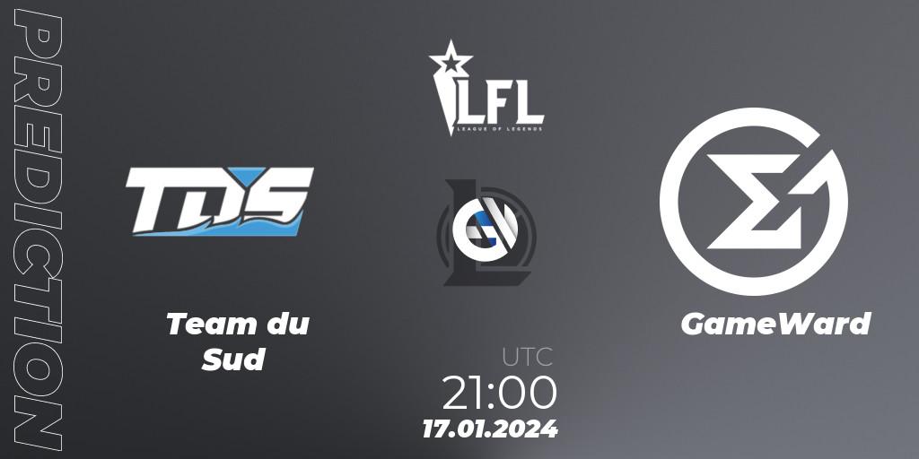 Prognose für das Spiel Team du Sud VS GameWard. 17.01.2024 at 21:00. LoL - LFL Spring 2024