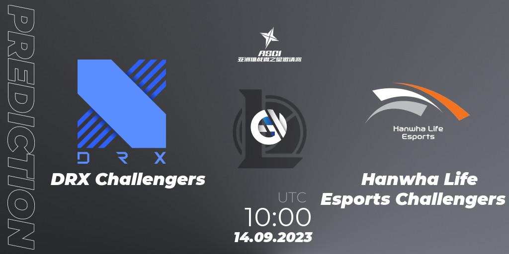 Prognose für das Spiel DRX Challengers VS Hanwha Life Esports Challengers. 14.09.2023 at 10:00. LoL - Asia Star Challengers Invitational 2023