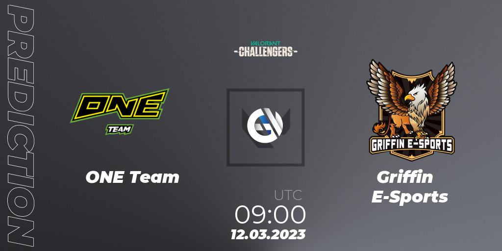 Prognose für das Spiel ONE Team VS Griffin E-Sports. 12.03.2023 at 09:00. VALORANT - VALORANT Challengers 2023: Hong Kong and Taiwan Split 1