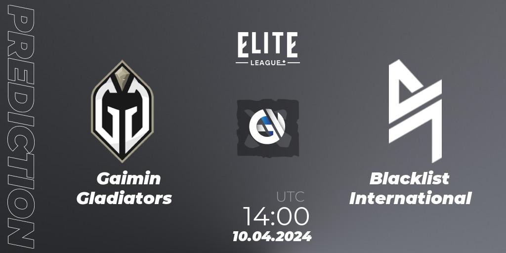 Prognose für das Spiel Gaimin Gladiators VS Blacklist International. 10.04.24. Dota 2 - Elite League: Round-Robin Stage