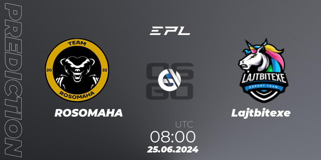 Prognose für das Spiel ROSOMAHA VS Lajtbitexe. 25.06.2024 at 08:00. Counter-Strike (CS2) - European Pro League Season 18: Division 2