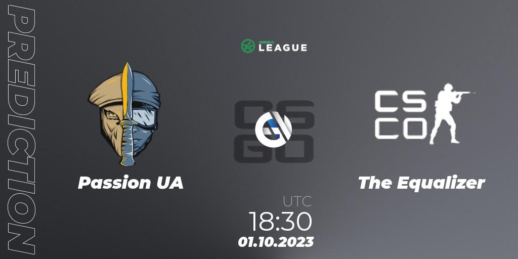 Prognose für das Spiel Passion UA VS The Equalizer. 01.10.2023 at 18:30. Counter-Strike (CS2) - ESEA Season 46: Main Division - Europe