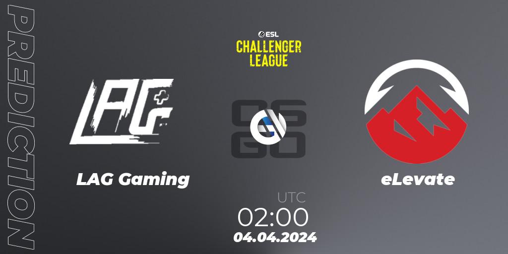 Prognose für das Spiel LAG Gaming VS eLevate. 04.04.24. CS2 (CS:GO) - ESL Challenger League Season 47: North America