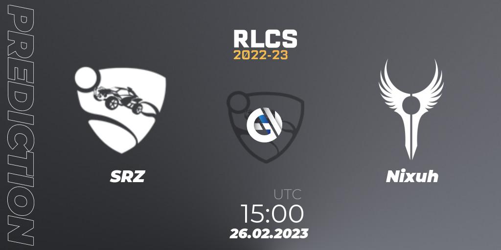 Prognose für das Spiel SRZ VS Nixuh. 26.02.2023 at 15:00. Rocket League - RLCS 2022-23 - Winter: Sub-Saharan Africa Regional 3 - Winter Invitational