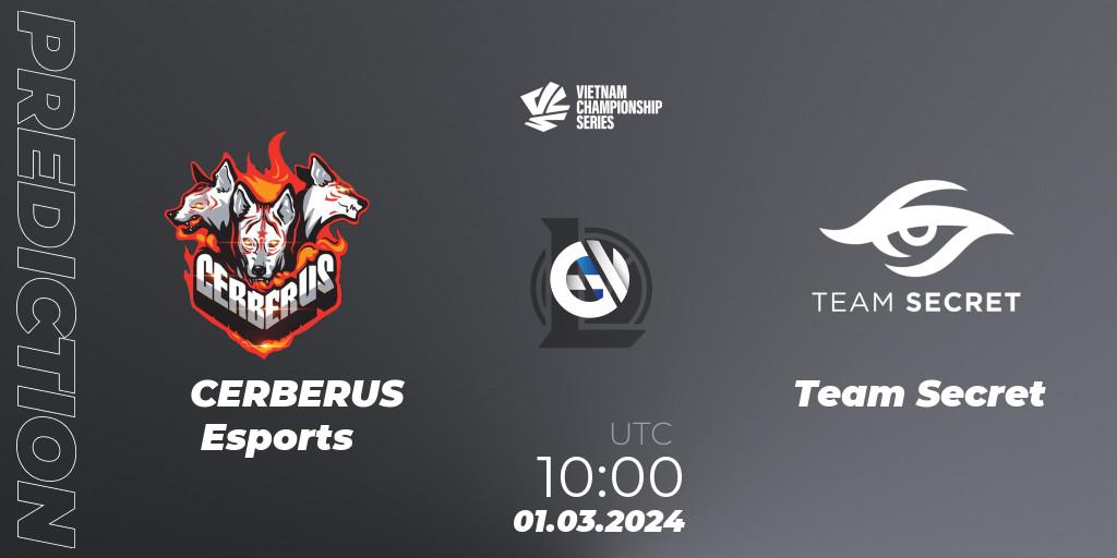 Prognose für das Spiel CERBERUS Esports VS Team Secret. 01.03.24. LoL - VCS Dawn 2024 - Group Stage