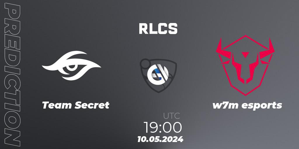 Prognose für das Spiel Team Secret VS w7m esports. 10.05.2024 at 19:00. Rocket League - RLCS 2024 - Major 2: SAM Open Qualifier 5