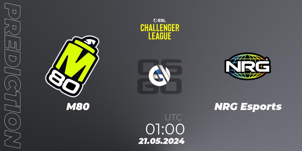 Prognose für das Spiel M80 VS NRG Esports. 21.05.2024 at 01:00. Counter-Strike (CS2) - ESL Challenger League Season 47: North America