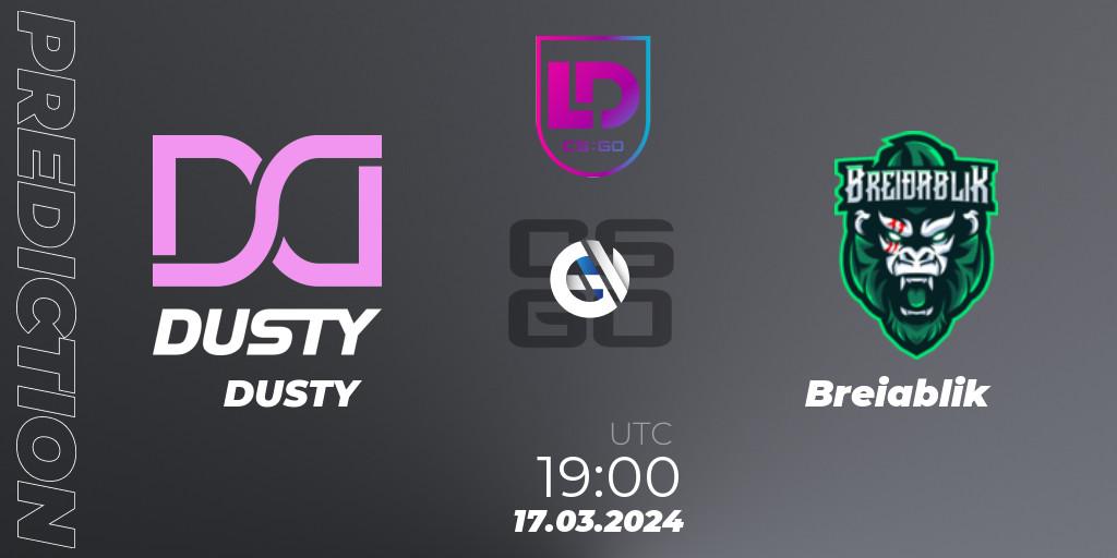 Prognose für das Spiel DUSTY VS Breiðablik. 17.03.24. CS2 (CS:GO) - Icelandic Esports League Season 8