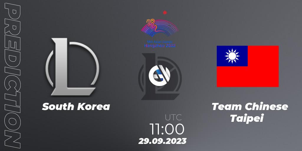 Prognose für das Spiel Korea Team VS Team Chinese Taipei. 29.09.23. LoL - 2022 Asian Games
