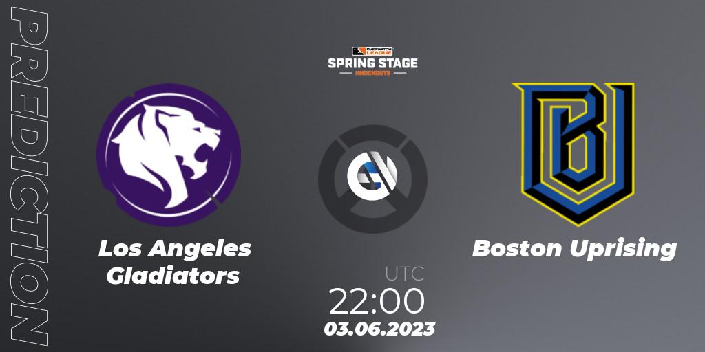 Prognose für das Spiel Los Angeles Gladiators VS Boston Uprising. 03.06.23. Overwatch - OWL Stage Knockouts Spring 2023