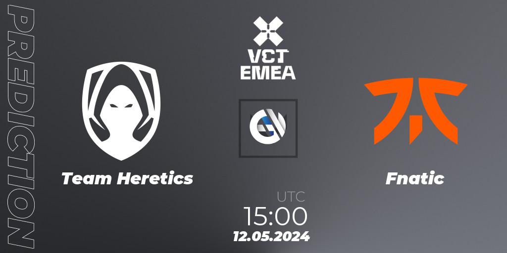 Prognose für das Spiel Team Heretics VS Fnatic. 12.05.2024 at 15:00. VALORANT - VCT 2024: EMEA Stage 1